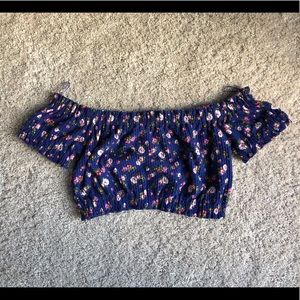 TOPSHOP BLUE FLORAL CROP TOP